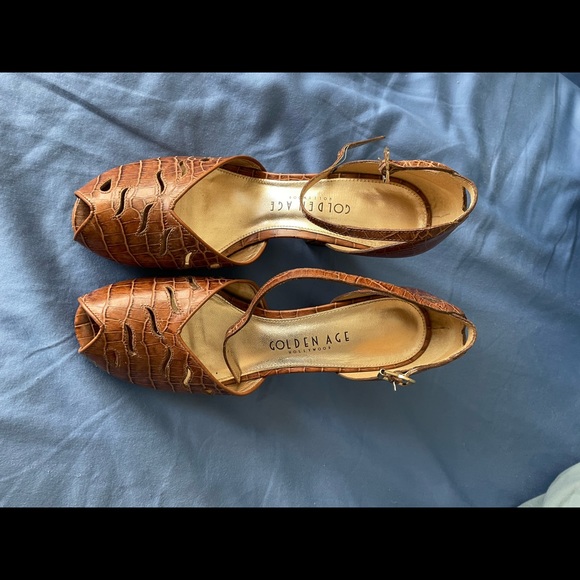 Golden Age LA Stunning Croc Embossed Pinup 40s Heels 8.5 - Picture 5 of 5